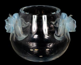 LALIQUE, ORCHIDEE FRENCH OPALESCENT ART GLASS VASE