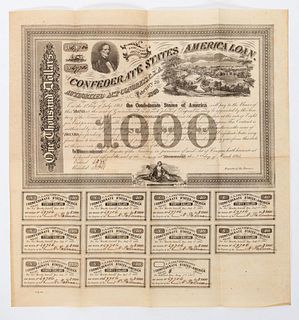 $1000 CONFEDERATE STATES OF AMERICA BOND 1863