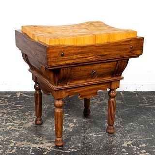 FRENCH STYLE BUTCHER BLOCK ON STAND, CONTEMPORARY