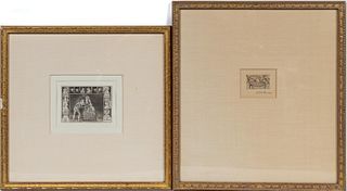TWO, 19TH C. WHIMSICAL ETCHINGS INCLUDING JOHN KAY