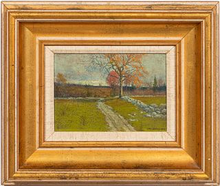 GEORGE HOWELL GAY, "PATH UNDER AUTUMN TREES" OIL