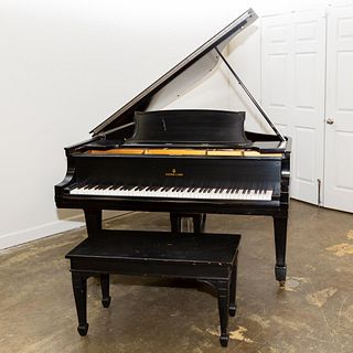 STEINWAY MODEL L BABY GRAND PIANO AND BENCH, 1925