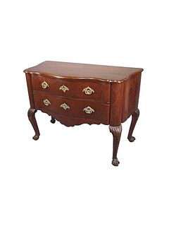 EARLY 19TH C. DUTCH MAHOGANY TWO DRAWER COMMODE