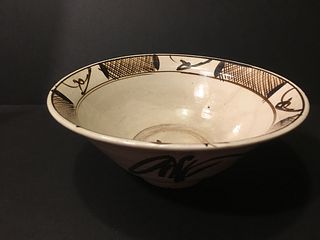 OLD Large Chinese Cizhou ware bowl with flowers