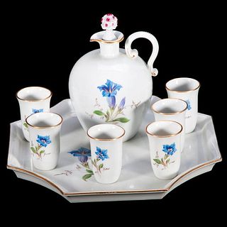 Meissen Wine Set with Tray and Six Individual Cups