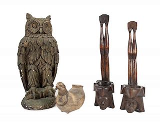 SID CAESAR CARVED OWL AND OTHER ITEMS