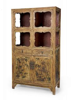 SID CAESAR FAUX PAINTED BAMBOO CABINET