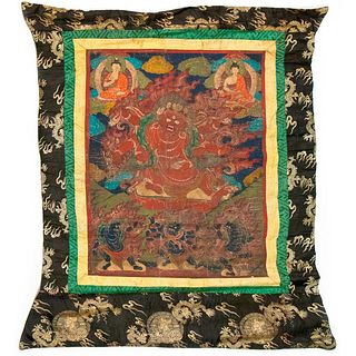 19th century Tibetan Thangka Wrathful Deity.