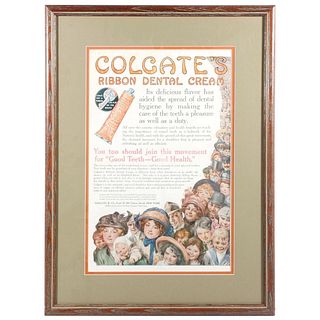 A Colgate toothpaste poster.