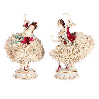 Pair of Dresden porcelain dancers.