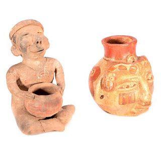 Two Pre-Columbian style pottery pieces.
