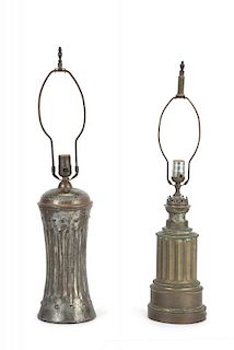 SID CAESAR TWO BRASS TABLE LAMPS