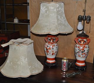 Pair Asian Porcelain Vases, As Lamps