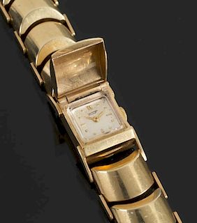 RETRO 14K YELLOW GOLD MANUAL COVERED LADIES' WRISTWATCH BY TISSOT