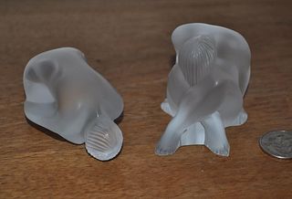 Two Lalique Small Frosted Crystal Figures