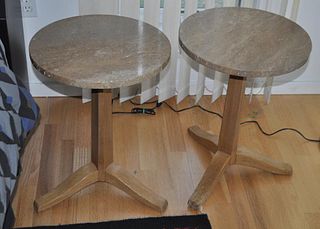 Pair Dunbar M/T Bleached Walnut Side Tables