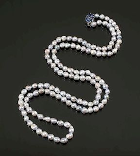 FLORENCE CAESAR FRESH WATER PEARL AND SAPPHIRE NECKLACE