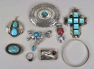 Nine NA Sterling Jewelry Items