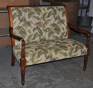Sheraton Style High Back Upholstered Settee