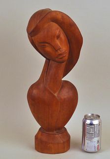 Southwest Asian Carved Wood Sculpture Female