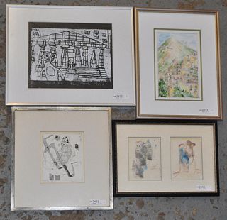 Four Small Framed Artworks, Various Media