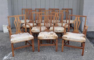 Set Twelve Chippendale Style Dining Chairs
