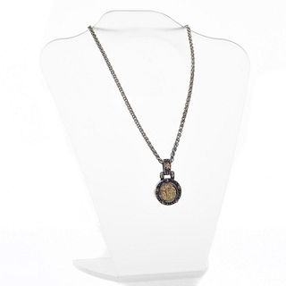 14K GOLD ITALIAN PENDENT WITH GOLD FLOWERS NECKLACE