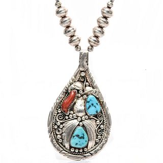 NAVAJO OLD PAWN STYLE STERLING SILVER NECKLACE