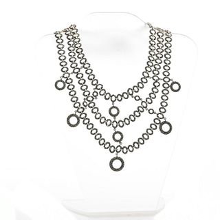 STERLING SILVER & MARCASITE NEOCLASSICAL CLASP NECKLACE