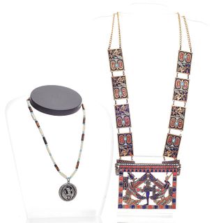 EGYPTIAN STYLED LARGE PLATED NECKLACE WITH OTHER