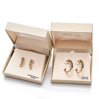 2 PAIRS, 18K GOLD PLATED EARRINGS