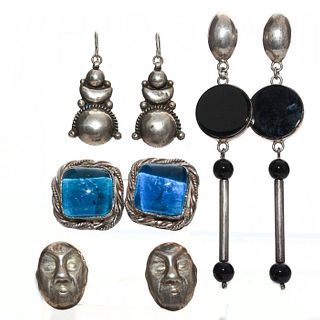 4 PAIRS, MEXICAN STERLING SILVER EARRINGS