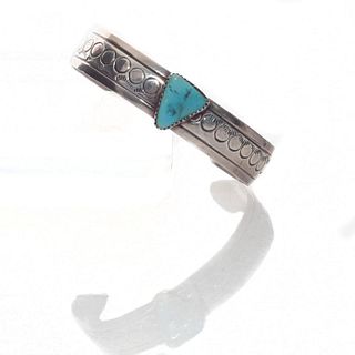 STERLING SILVER NAVAJO TRIBAL TURQUOISE CUFF BRACELET