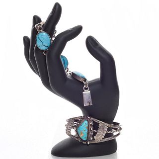 TURQUOISE, SILVER BRACELET AND CUFF