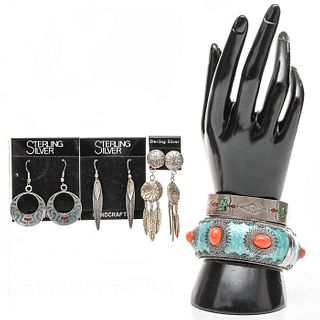 NATIVE AMERICAN STYLED BRACELETS AND EARRING SET