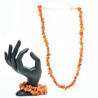 3 PIECE BALTIC AMBER THORN SHAPED JEWELRY SET