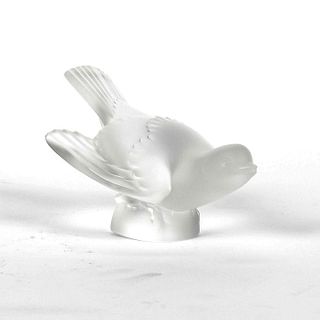 ANTIQUE LALIQUE FROSTED CRYSTAL BIRD TAKING OFF