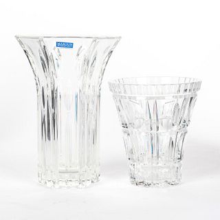 2 CUT CRYSTAL FLOWER VASES WITH DIFFERENT PATTERNS