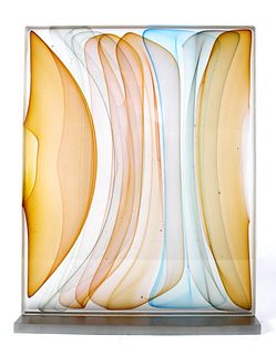 Modulated Infusion Block in Golds and Light Blue by Jamie Harris