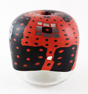 Red, Black, and Clear Vase #3531 by Massimo Nordio