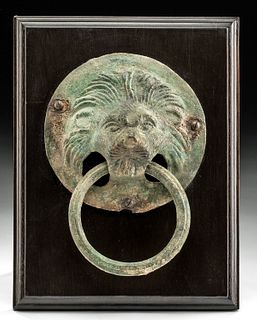 Roman Bronze Lion Head Handle w/ Ring
