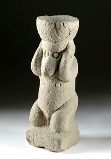 Majapahit Stone Hanuman Figure w/ Offering Bowl