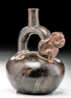 Published Chavin Pottery Stirrup Jar with Monkey