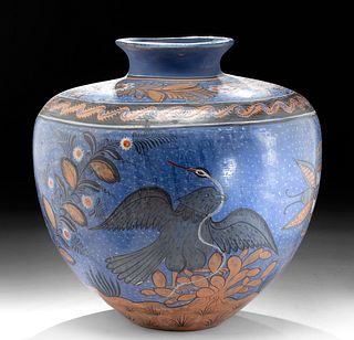 Early 20th C. Mexican Pottery Jar w/ Eagle & Snake