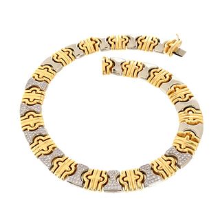 Bulgari style Diamond and 14K Necklace
