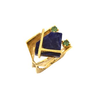 Lapis, Emerald and 18K Ring