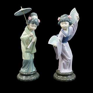 Two Lladro Porcelain Figurines Geisha Girls