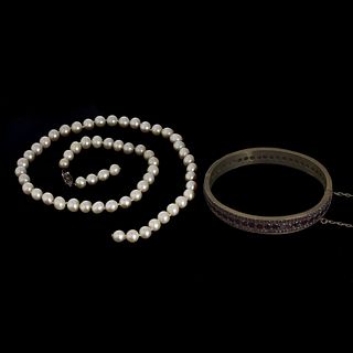 Garnet Bracelet, Pearl Necklace