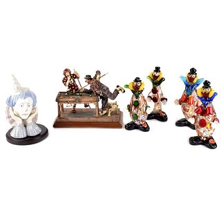 Six Assorted Clown Figurines