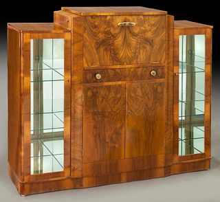 English walnut cocktail cabinet / bookcase